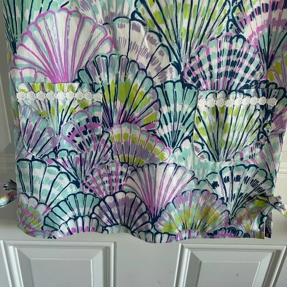 Lilly Pulitzer Seashell Embroidered Colorful Preppy Cute Sleeveless Dress Sz 10 - Picture 2 of 4